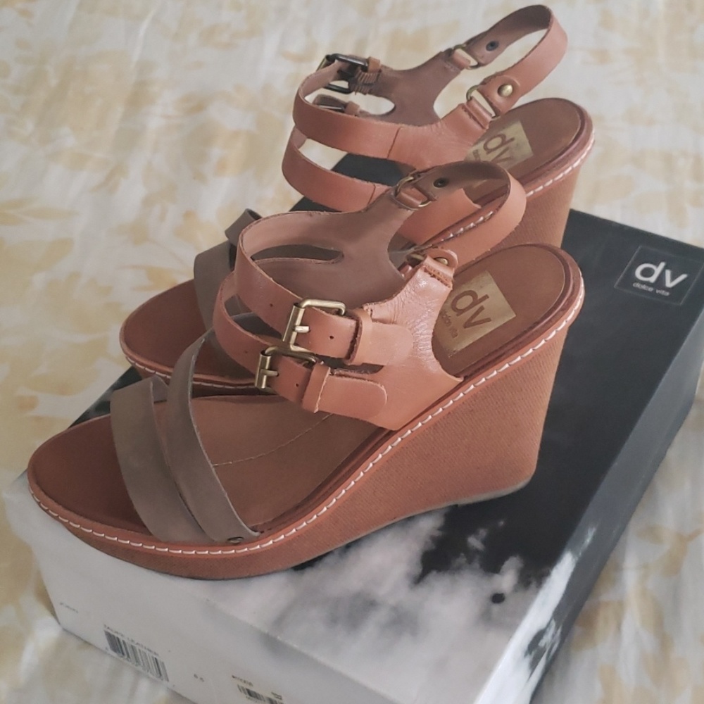 Dolce Vita Taupe Leather Wedge
